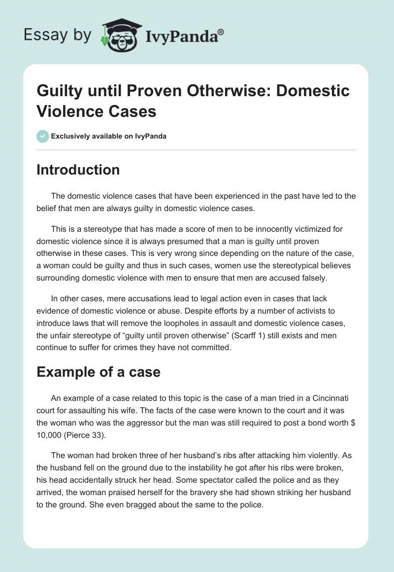 Guilty until Proven Otherwise: Domestic Violence Cases. Page 1