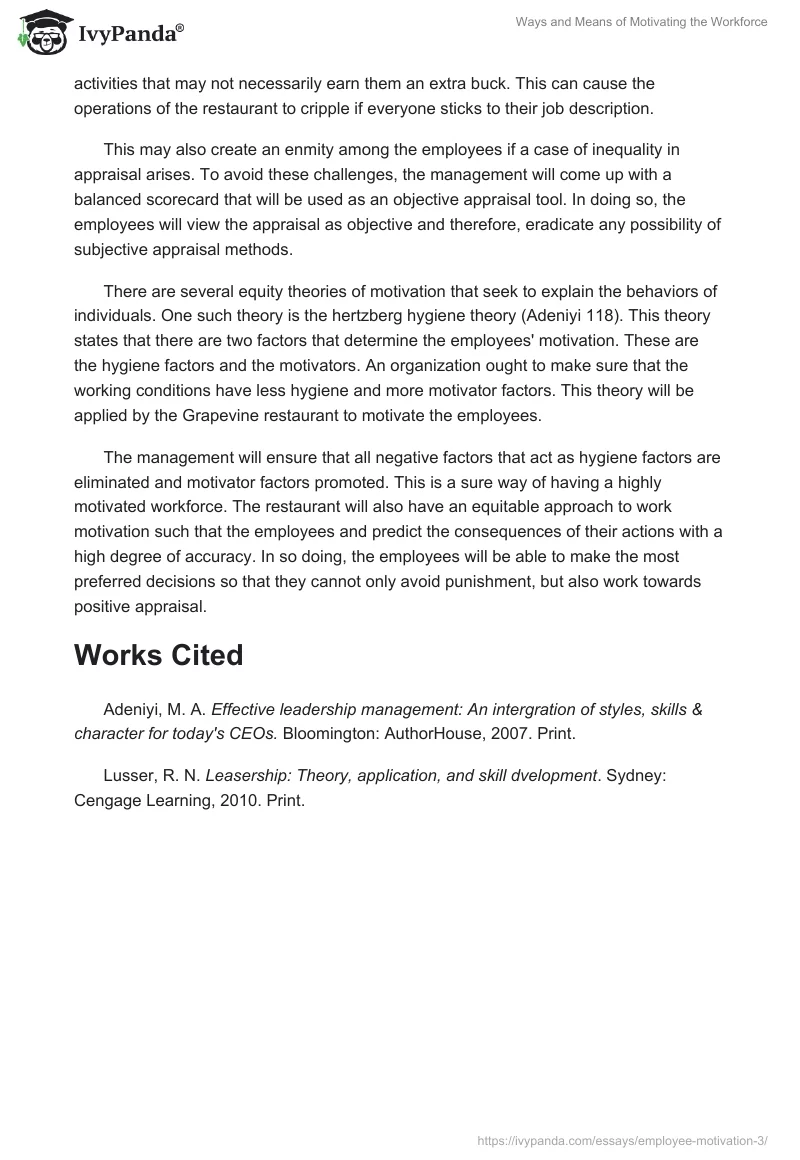 Ways and Means of Motivating the Workforce. Page 3