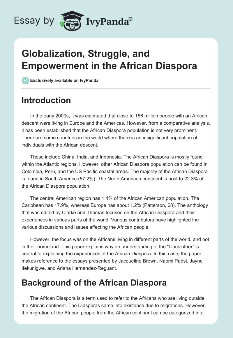 Globalization, Struggle, and Empowerment in the African Diaspora. Page 1