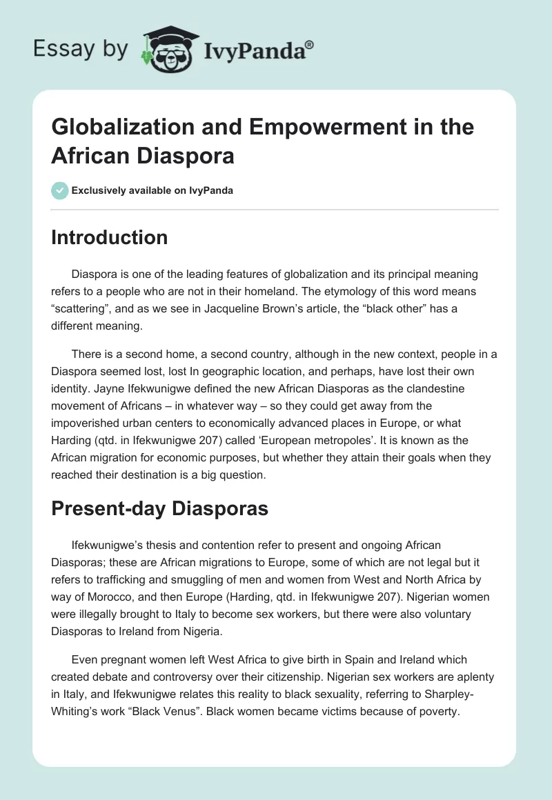 Globalization and Empowerment in the African Diaspora. Page 1