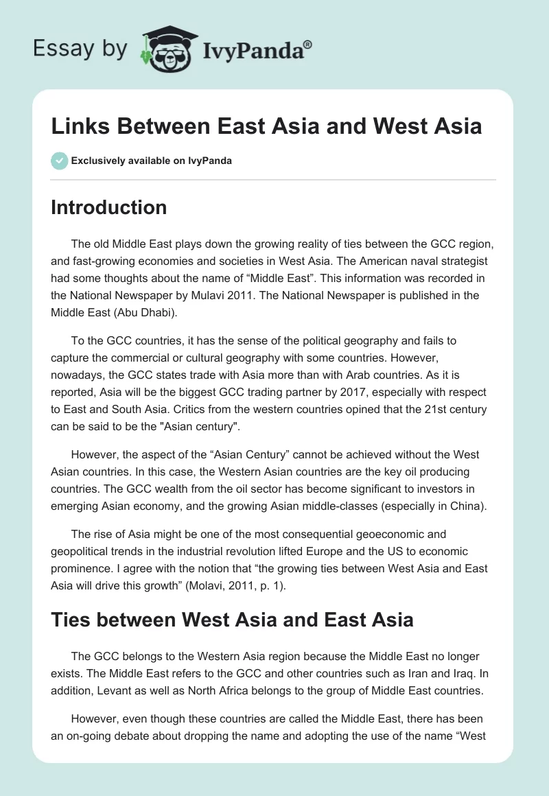 Links Between East Asia and West Asia. Page 1