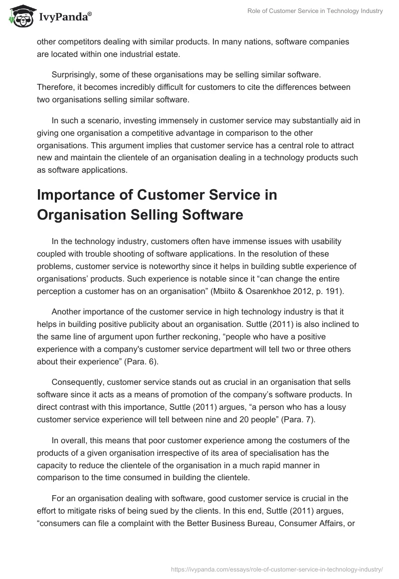 Role of Customer Service in Technology Industry. Page 4