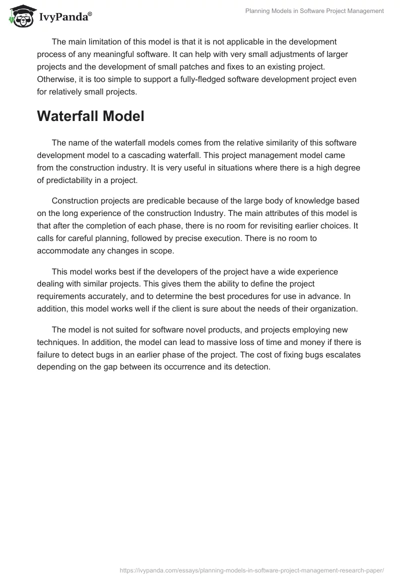 Planning Models in Software Project Management. Page 2