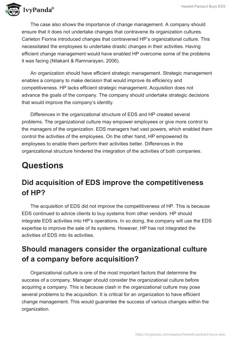 Hewlett Packard Buys EDS. Page 2