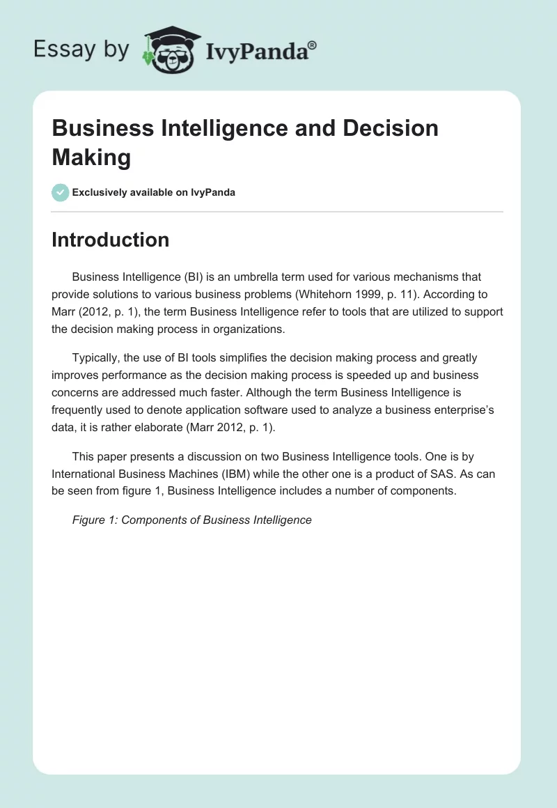 Business Intelligence and Decision Making. Page 1