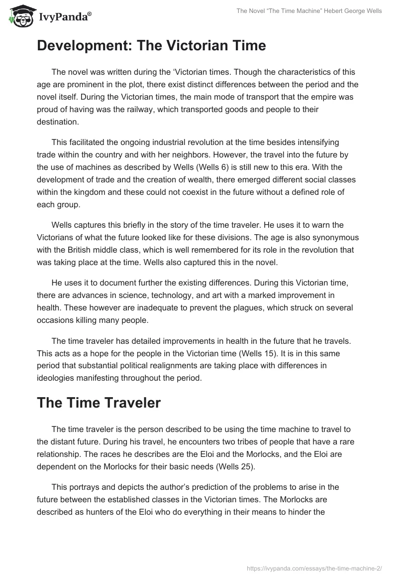 The Novel “The Time Machine” Hebert George Wells. Page 2