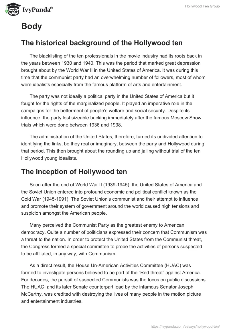 Hollywood Ten Group. Page 2