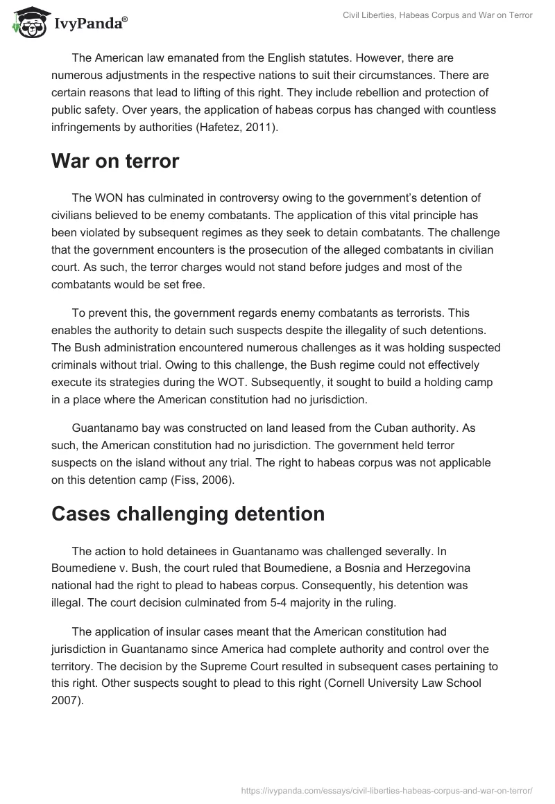 Civil Liberties, Habeas Corpus and War on Terror. Page 2