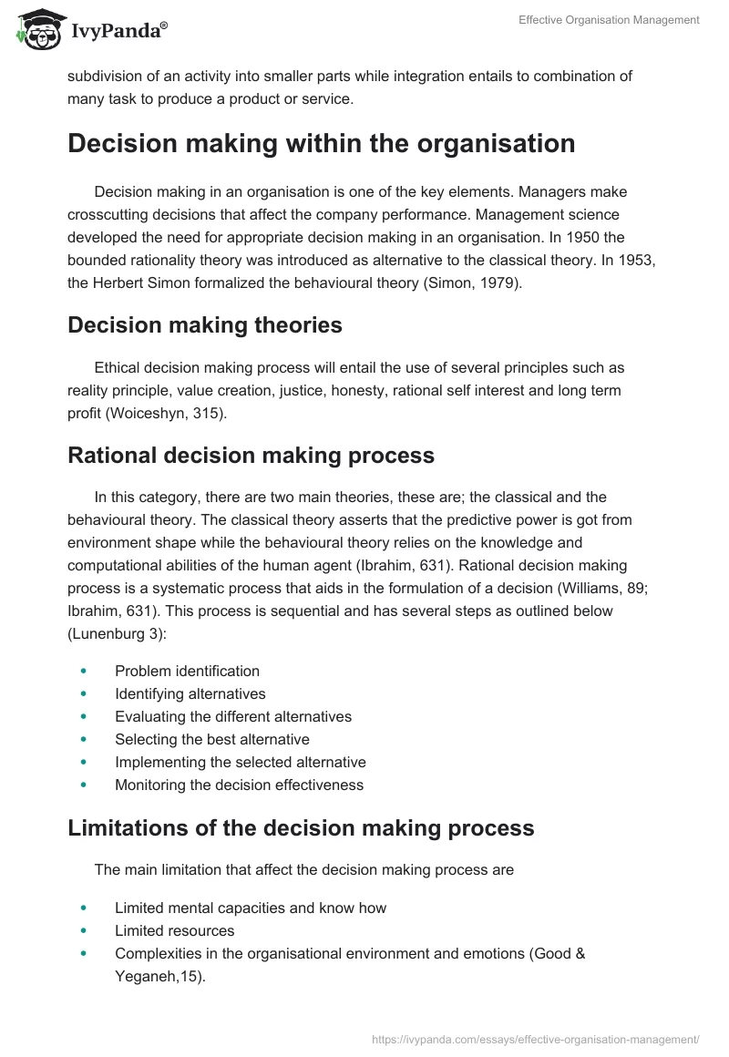 Effective Organisation Management. Page 3