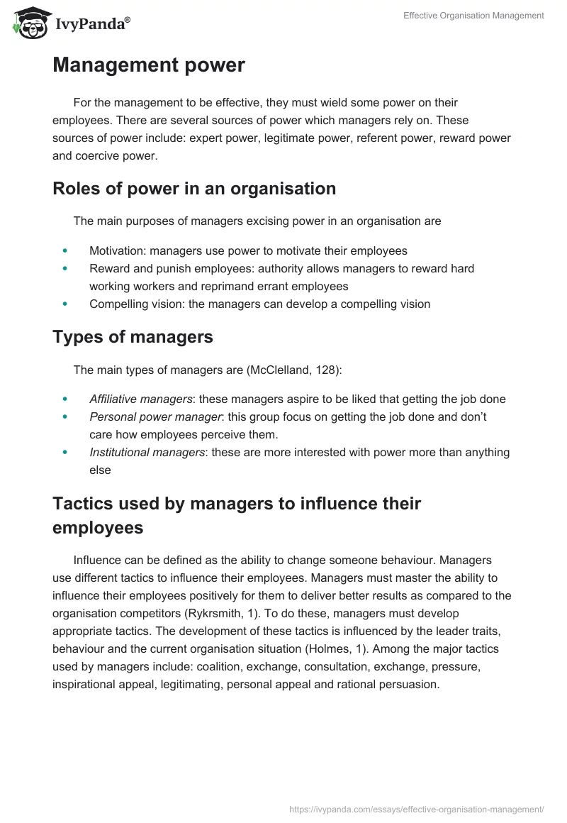 Effective Organisation Management. Page 4