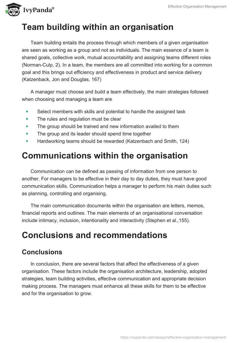 Effective Organisation Management. Page 5
