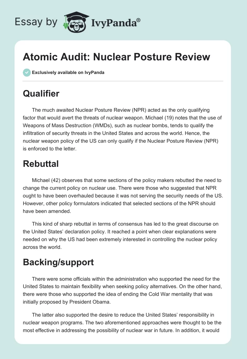 Atomic Audit: Nuclear Posture Review. Page 1
