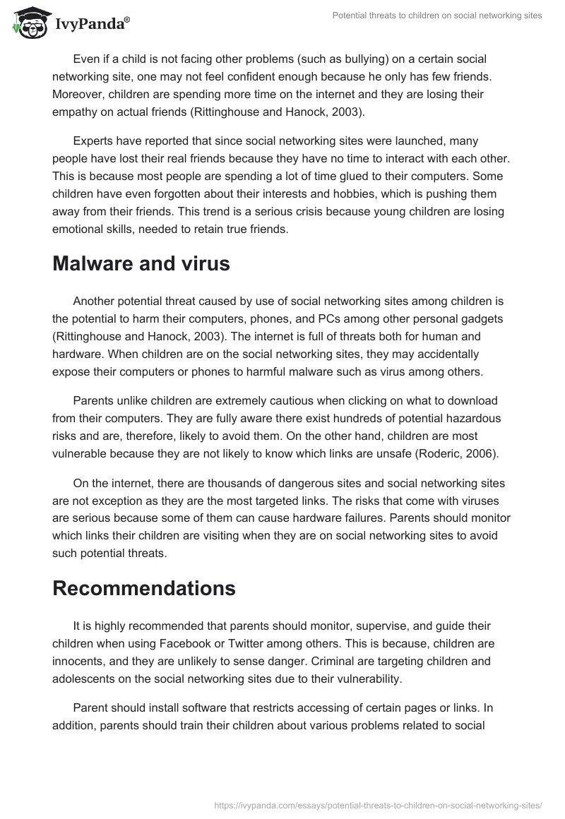 Potential threats to children on social networking sites. Page 4