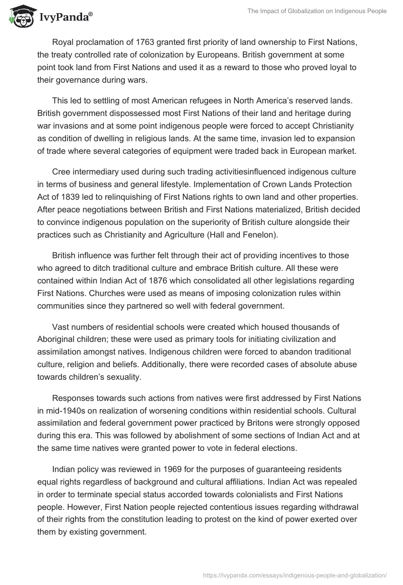 The Impact of Globalization on Indigenous People. Page 2