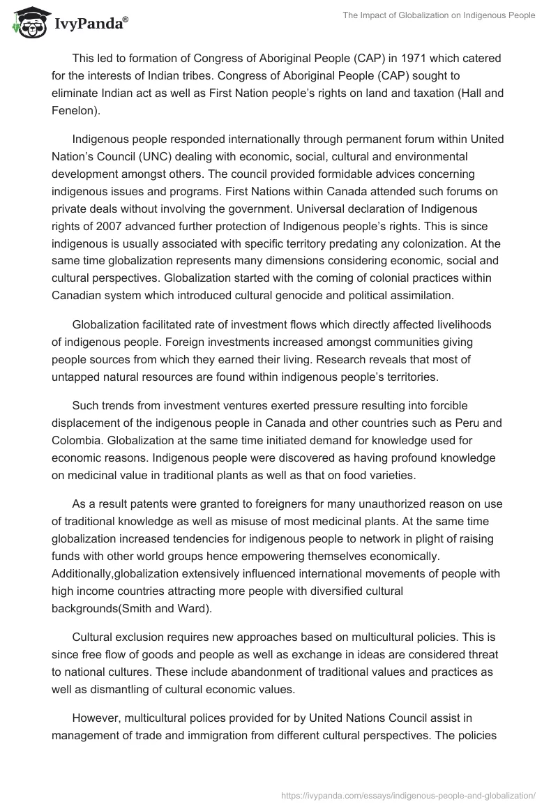 The Impact of Globalization on Indigenous People. Page 3