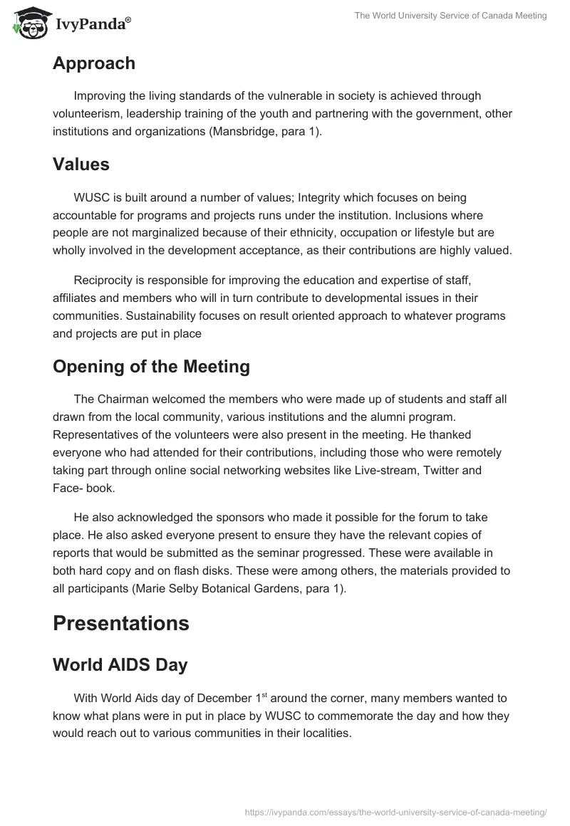 The World University Service of Canada Meeting. Page 2
