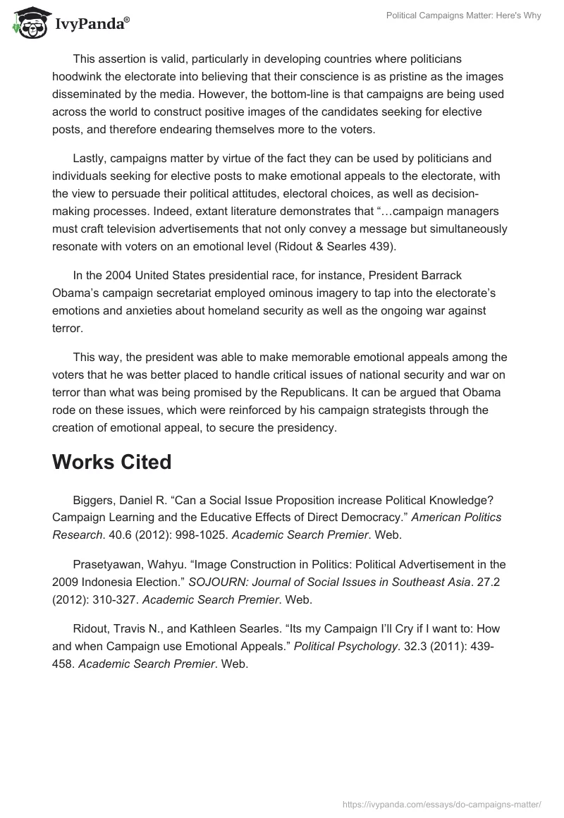 Political Campaigns Matter: Here's Why. Page 2