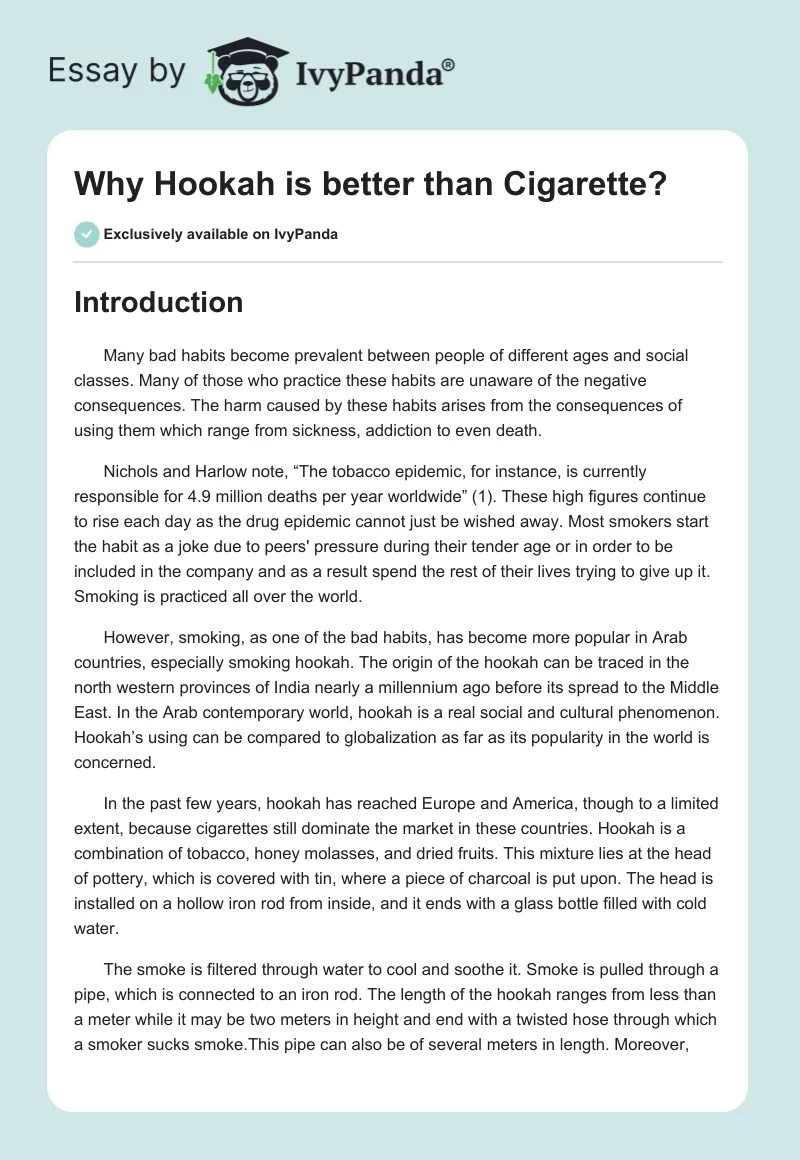 Why Hookah is better than Cigarette?. Page 1