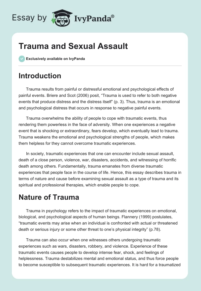 Trauma and Sexual Assault. Page 1