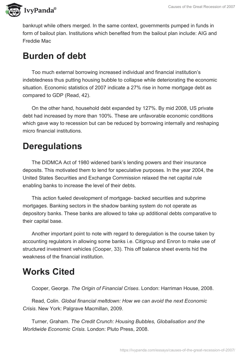 Causes of the Great Recession of 2007. Page 4