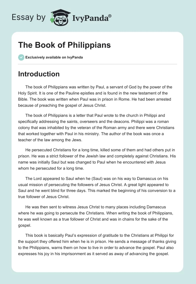 The Book of Philippians. Page 1
