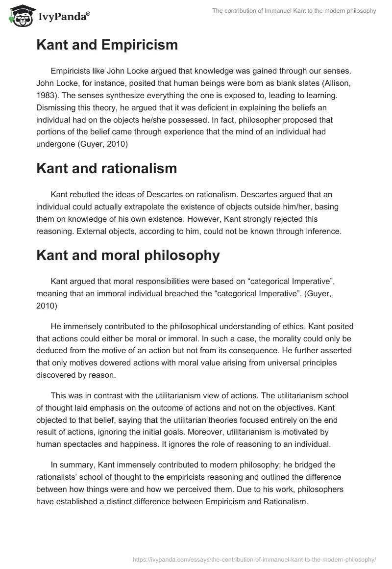 The contribution of Immanuel Kant to the modern philosophy. Page 2