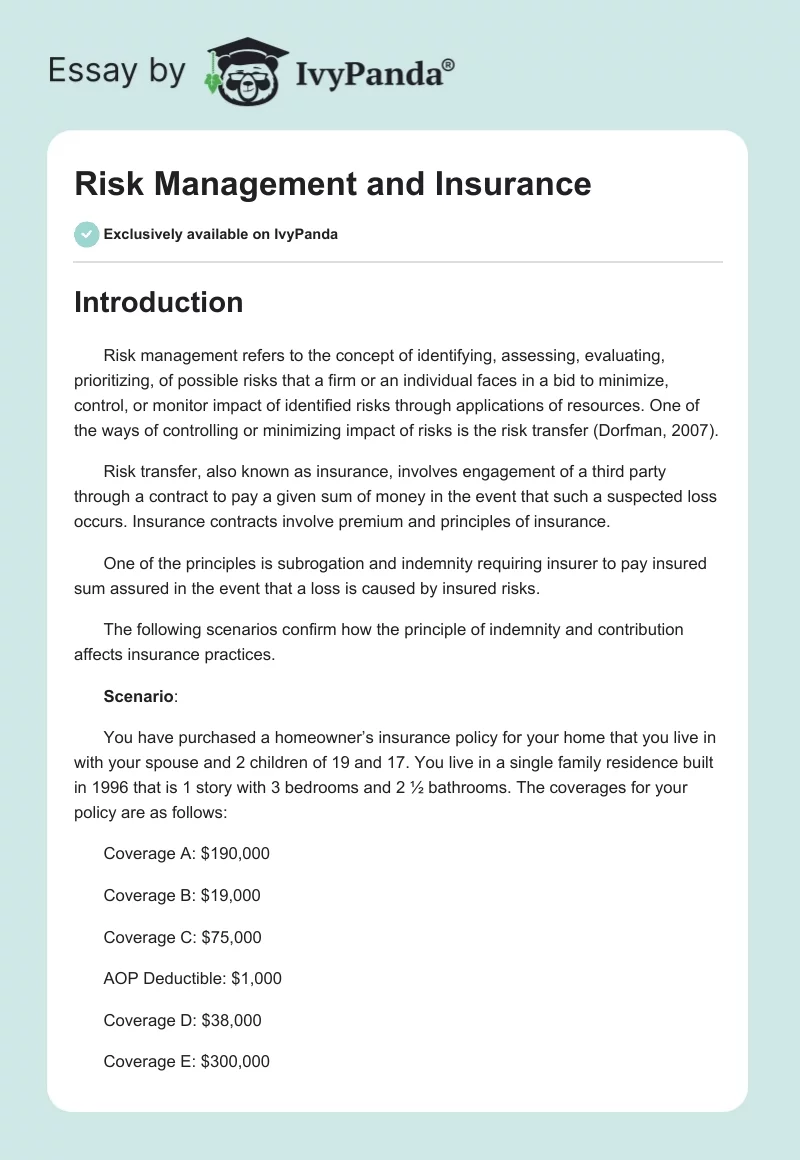Risk Management and Insurance. Page 1