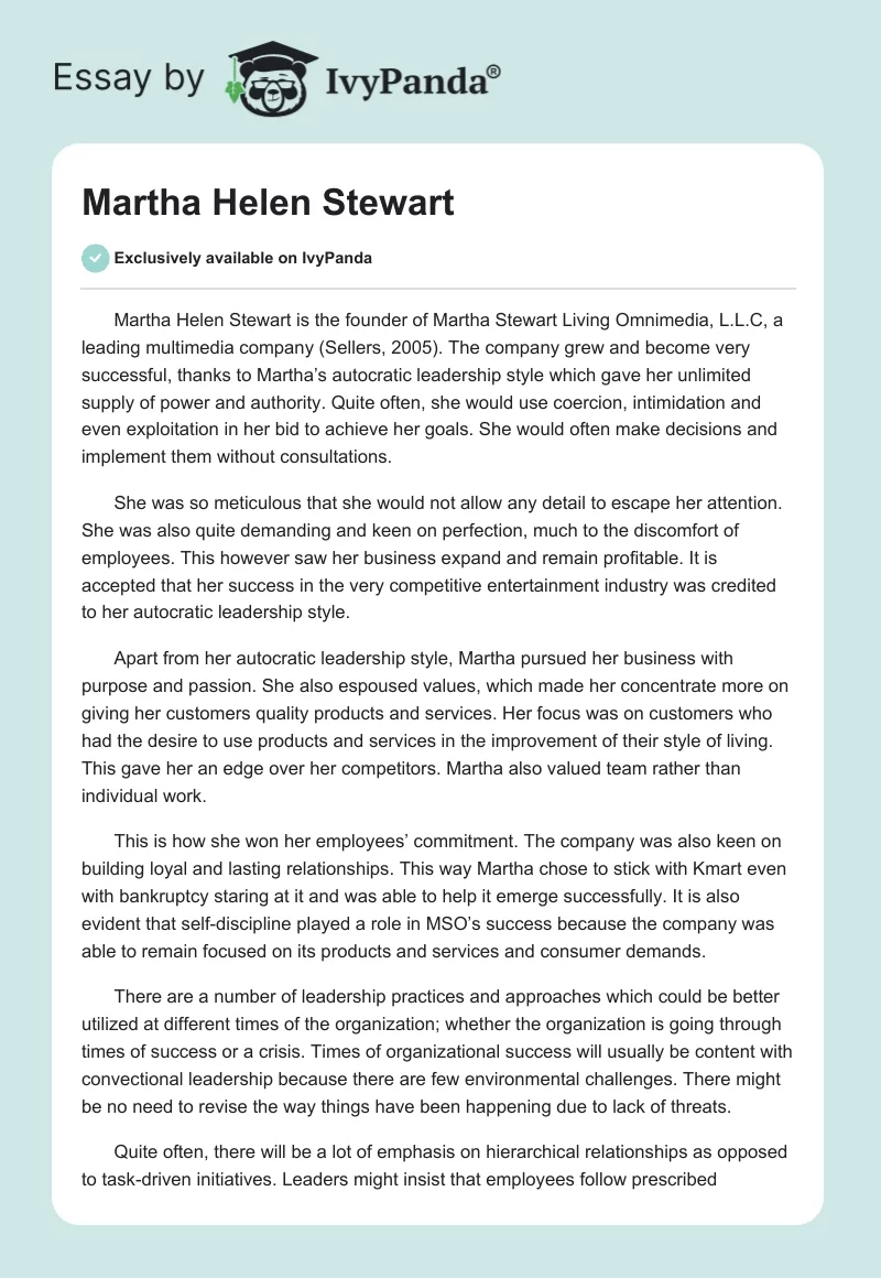 Martha Helen Stewart. Page 1