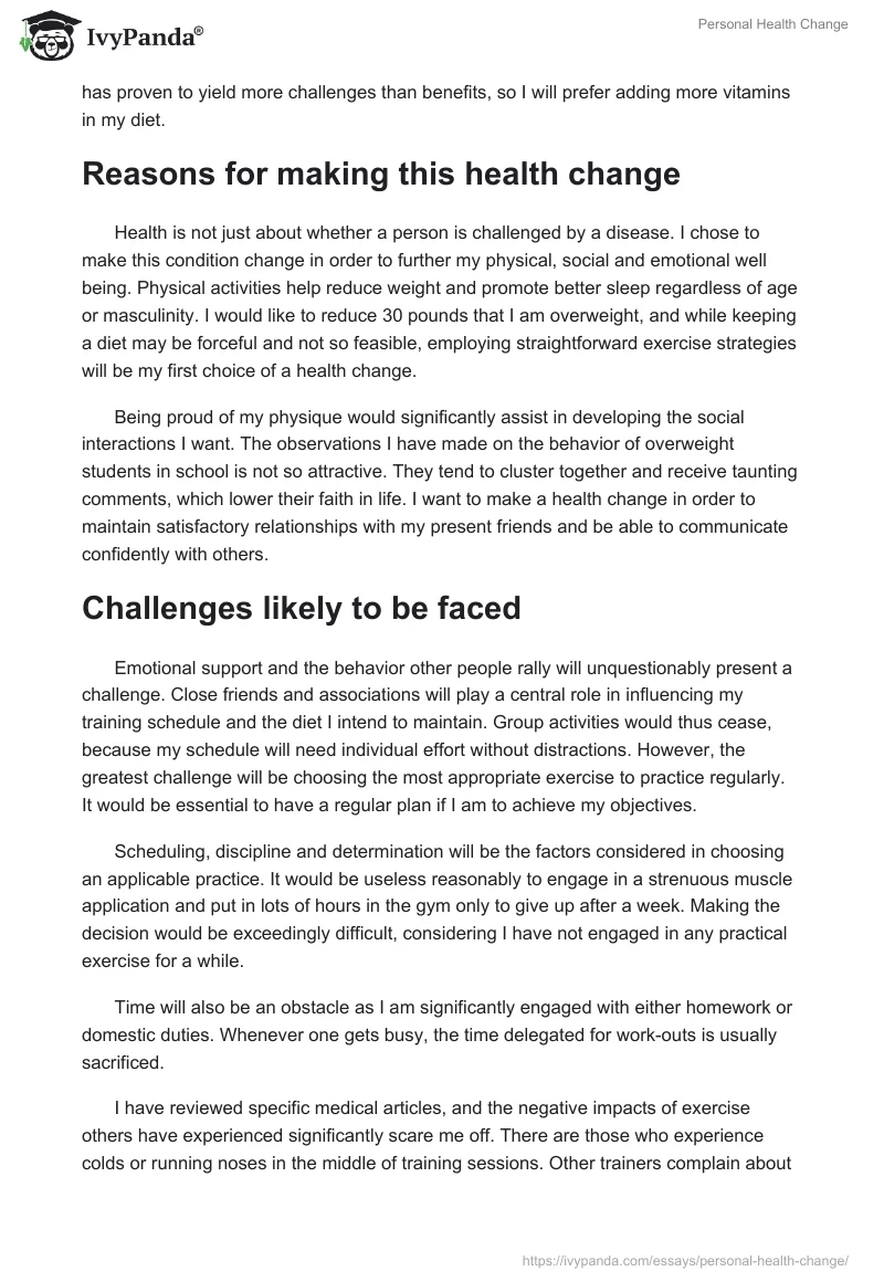 Personal Health Change. Page 2