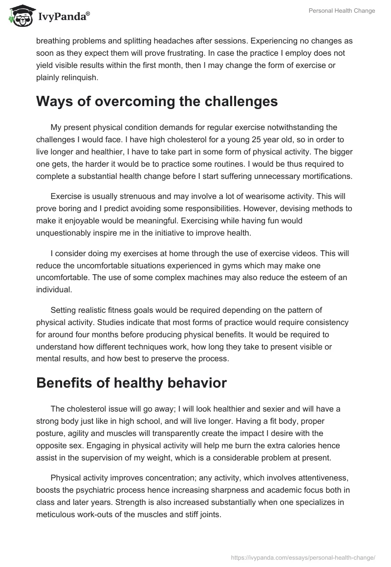 Personal Health Change. Page 3