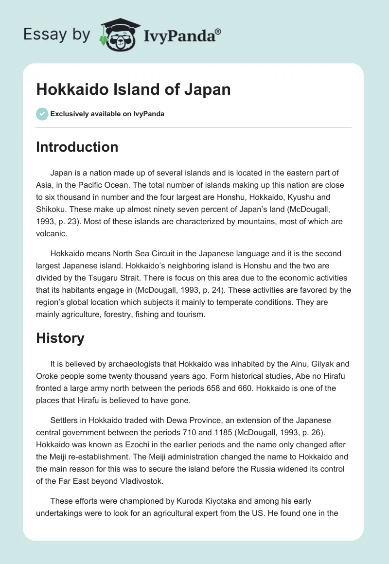 Hokkaido Island of Japan. Page 1
