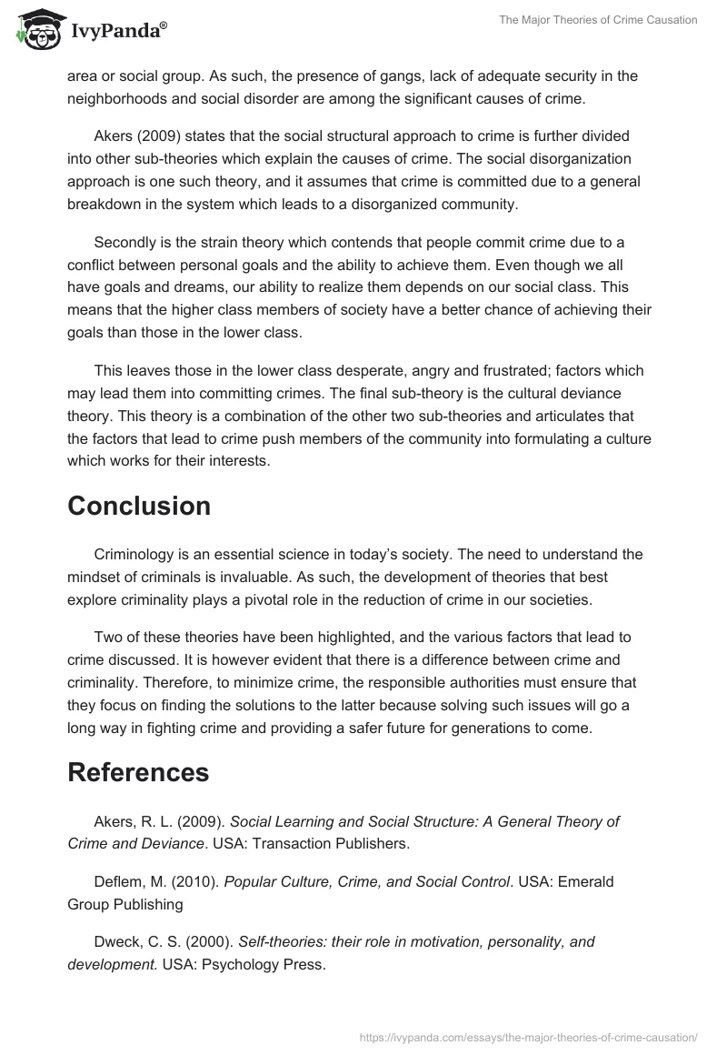 The Major Theories of Crime Causation. Page 4