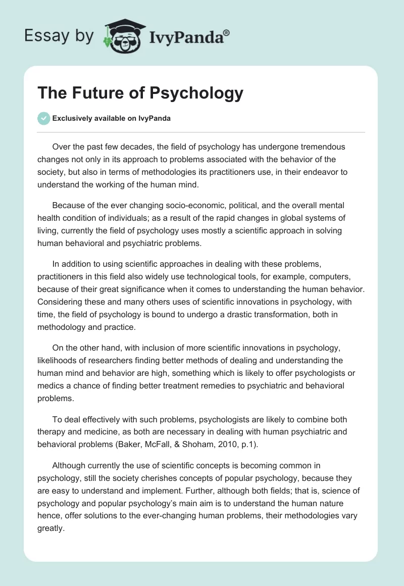 The Future of Psychology. Page 1
