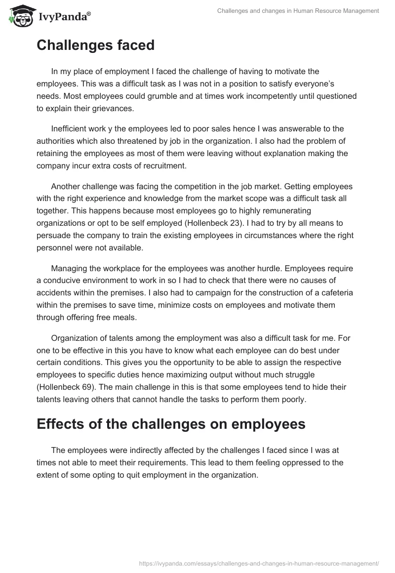 Challenges and Changes in Human Resource Management. Page 3