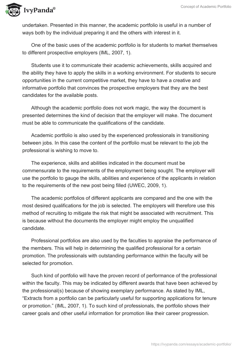 Concept of Academic Portfolio. Page 3