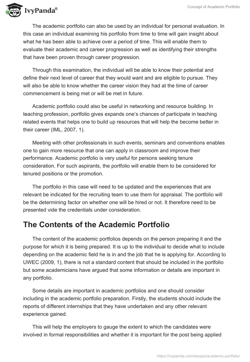 Concept of Academic Portfolio. Page 4