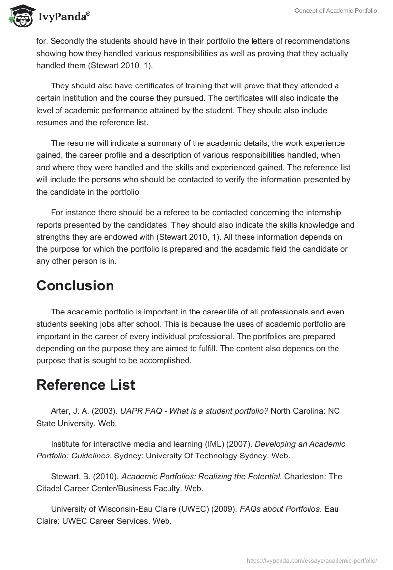 Concept of Academic Portfolio. Page 5