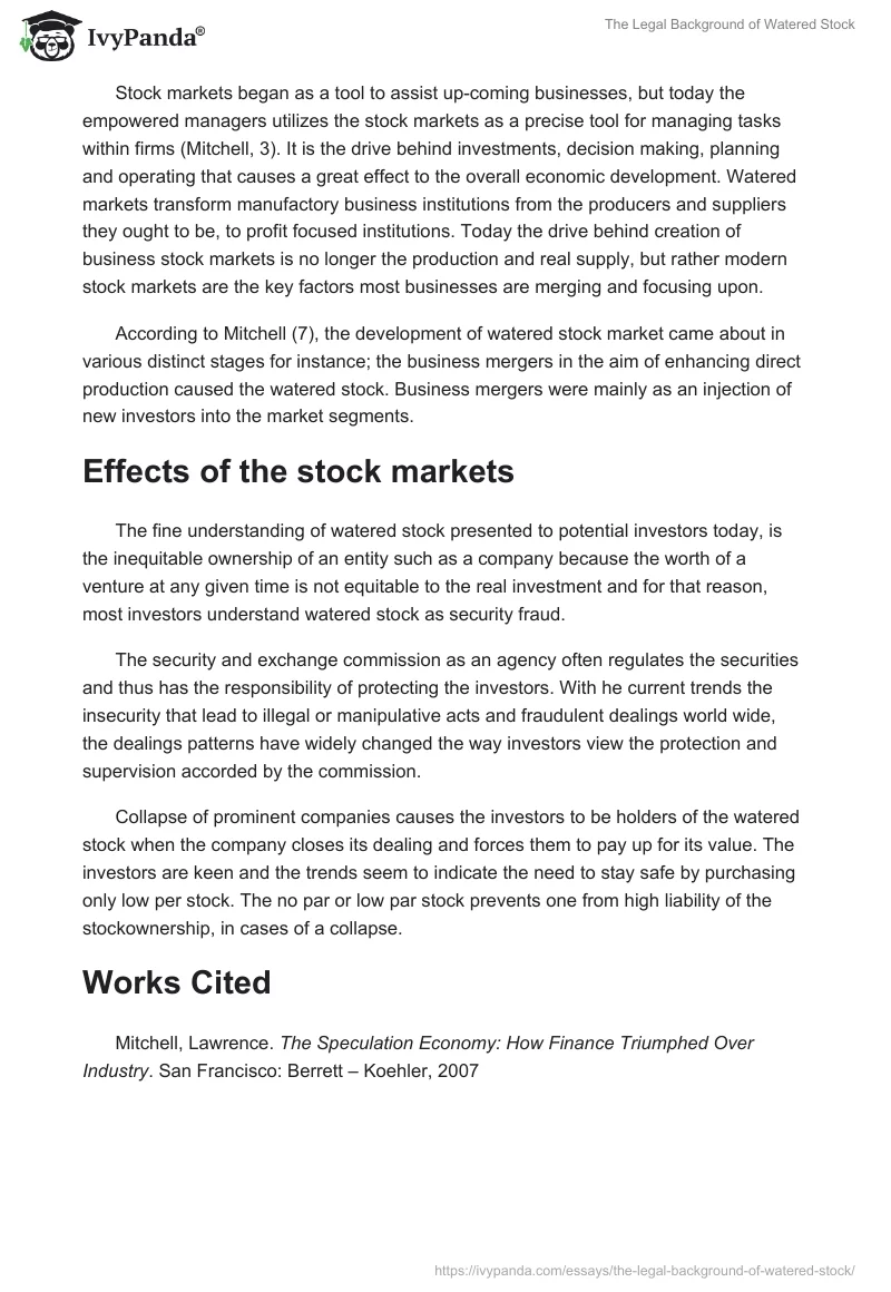 The Legal Background of Watered Stock. Page 2