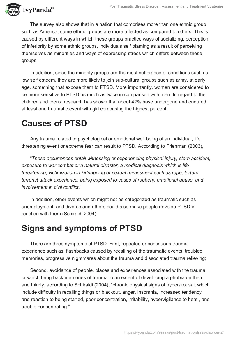Post Traumatic Stress Disorder: Assessment and Treatment Strategies. Page 2