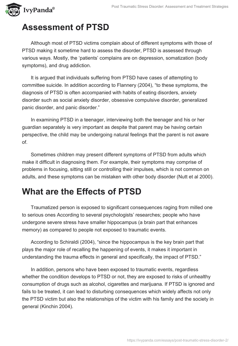 Post Traumatic Stress Disorder: Assessment and Treatment Strategies. Page 3