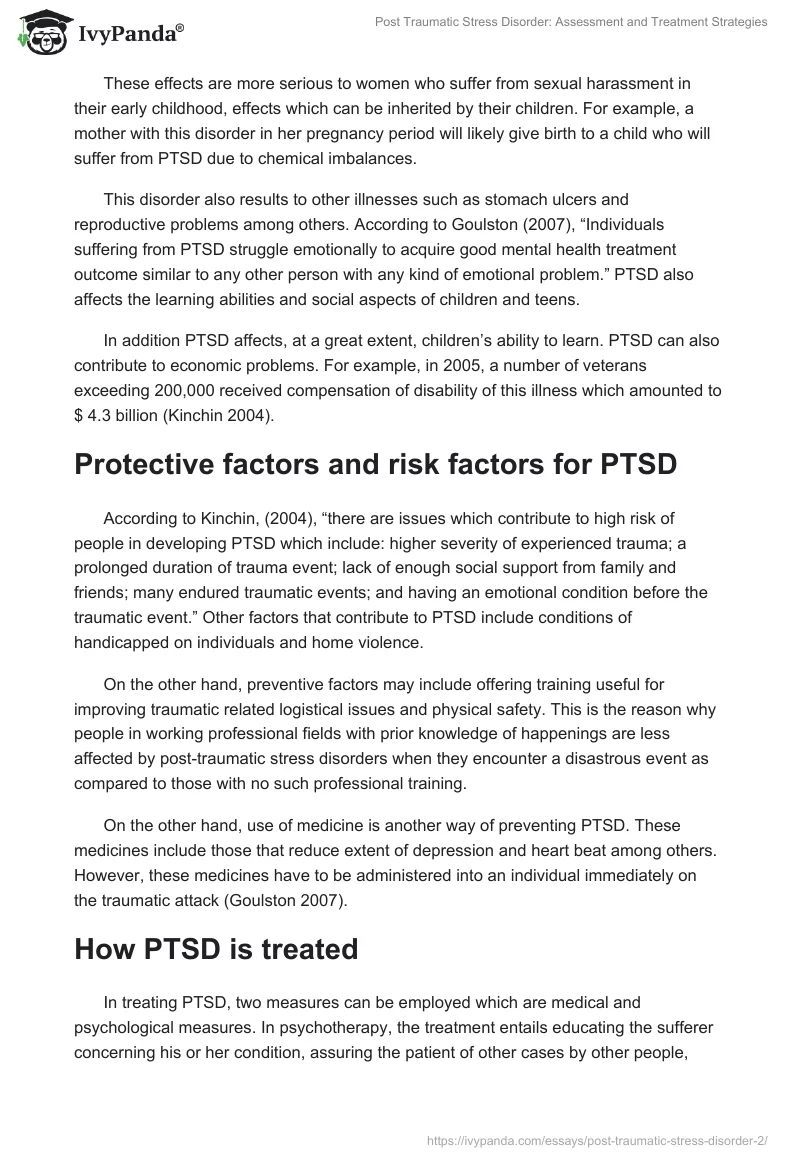 Post Traumatic Stress Disorder: Assessment and Treatment Strategies. Page 4