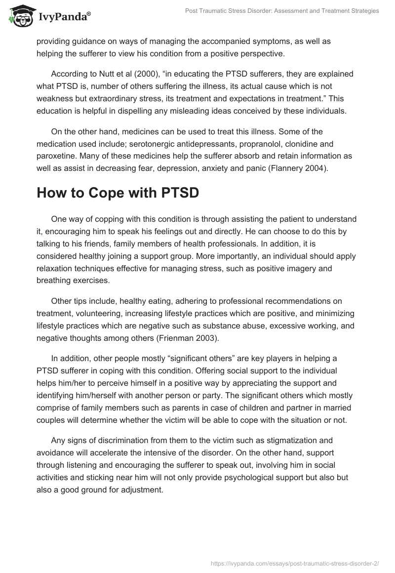 Post Traumatic Stress Disorder: Assessment and Treatment Strategies. Page 5