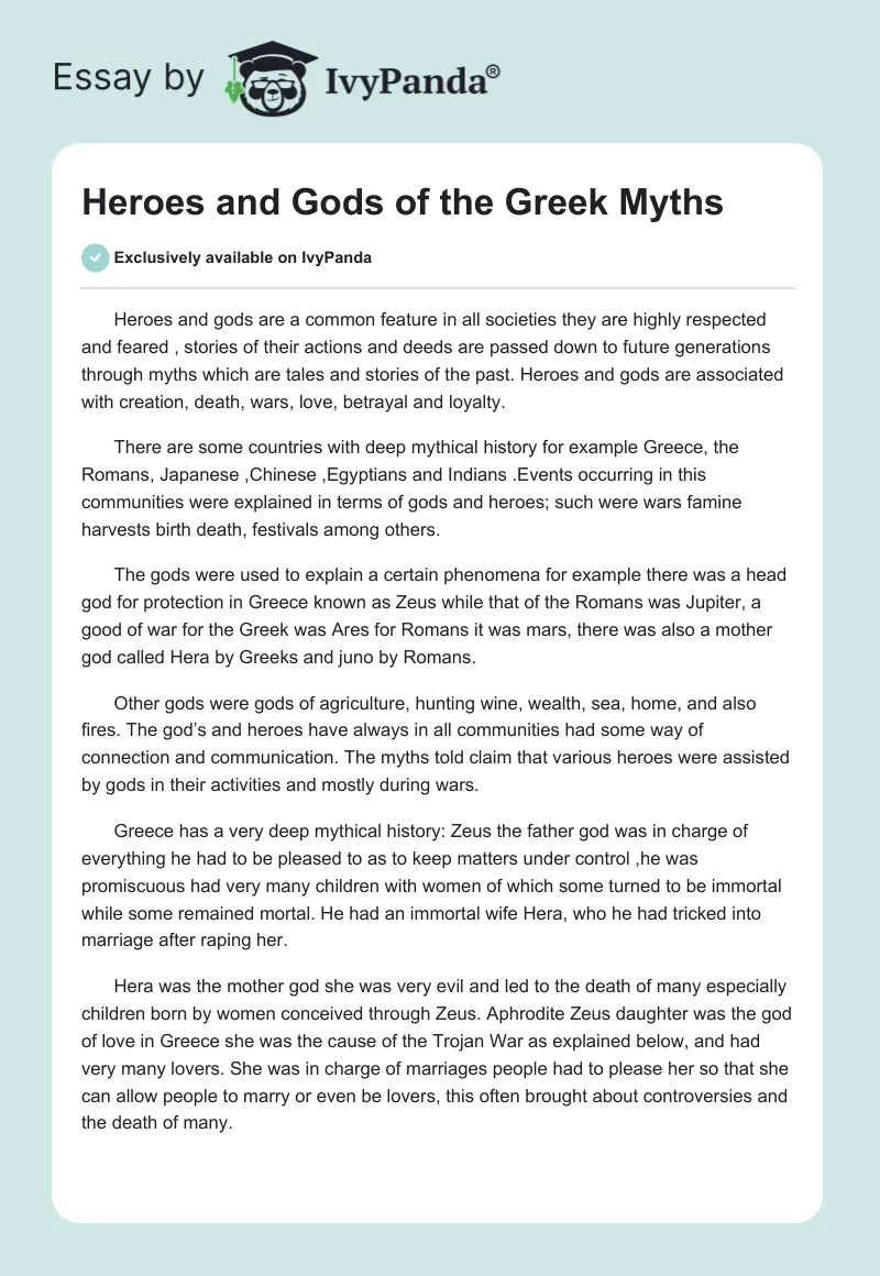 Heroes and Gods of the Greek Myths. Page 1