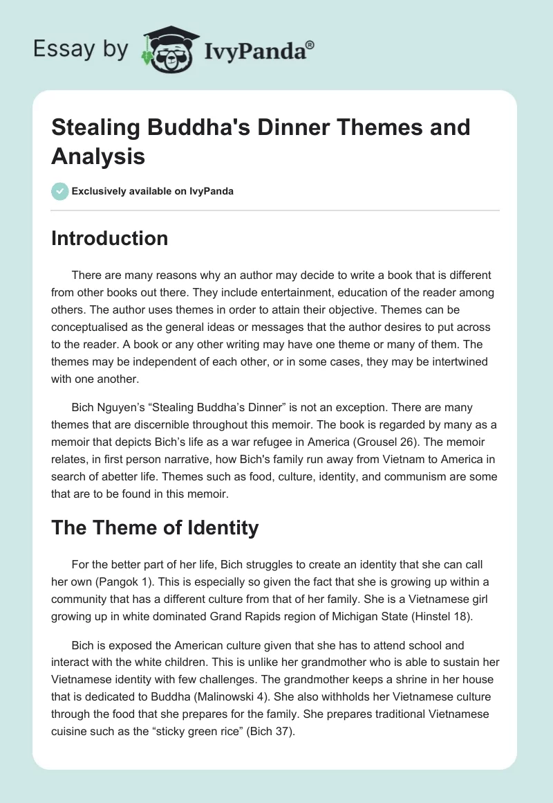Stealing Buddha's Dinner Themes and Analysis. Page 1