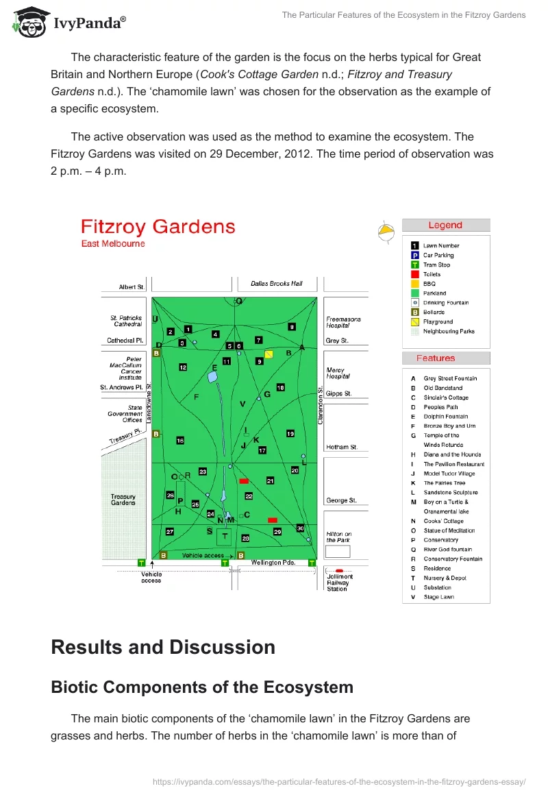 The Particular Features of the Ecosystem in the Fitzroy Gardens. Page 2