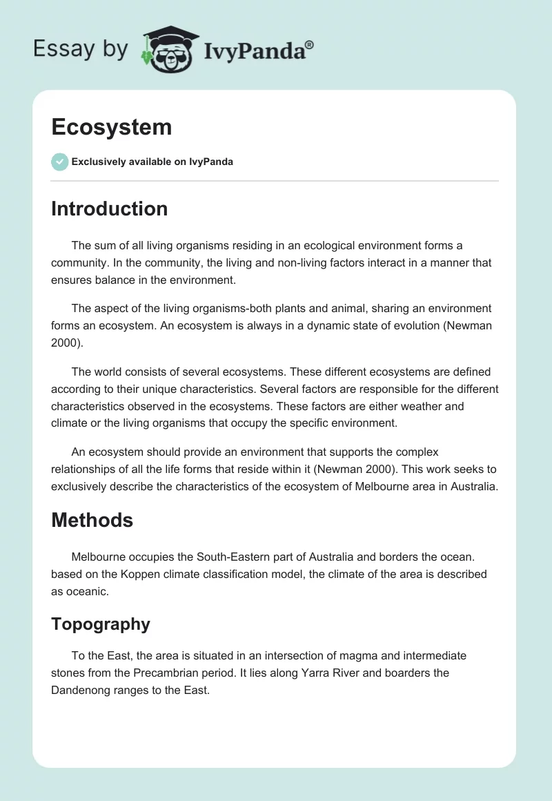 Ecosystem. Page 1