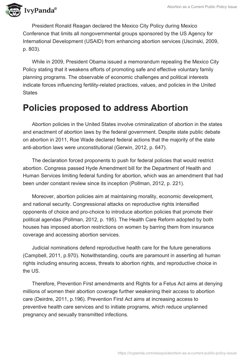 Abortion as a Current Public Policy Issue. Page 5