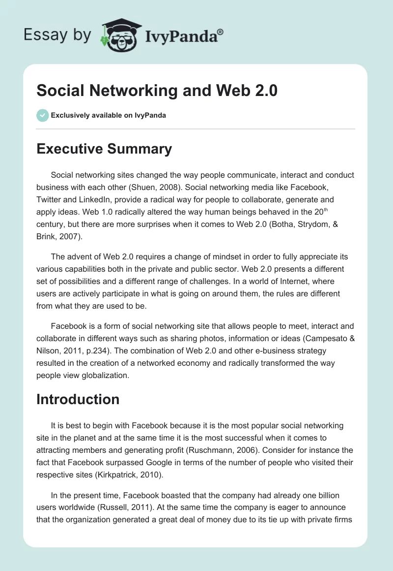 Social Networking and Web 2.0. Page 1
