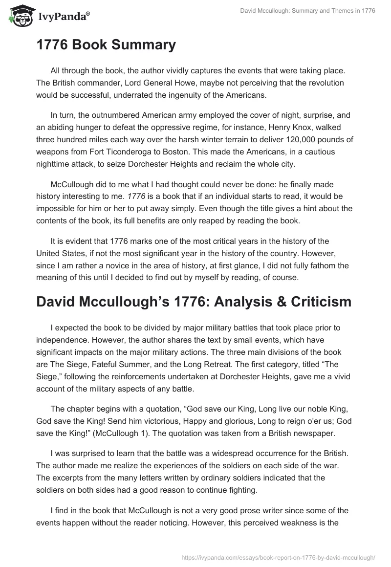 David Mccullough: Summary and Themes in "1776". Page 3