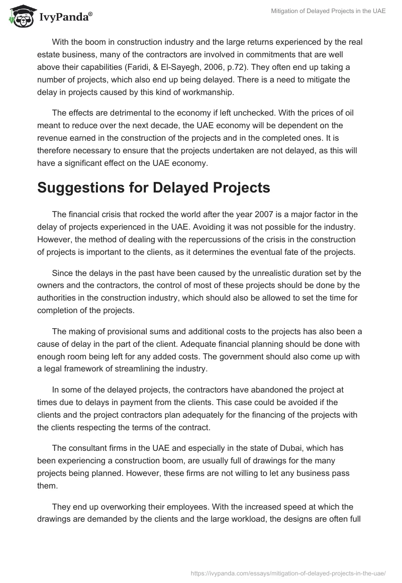 Mitigation of Delayed Projects in the UAE. Page 5